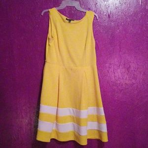 Yellow White stripped Woman Sundress